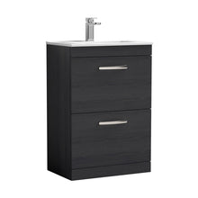 Nuie Athena 600mm Floor Standing Vanity With Basin 2 Contemporary Charcoal Black MFC 883x605x395mm - ATH033B - JJ Building Materials