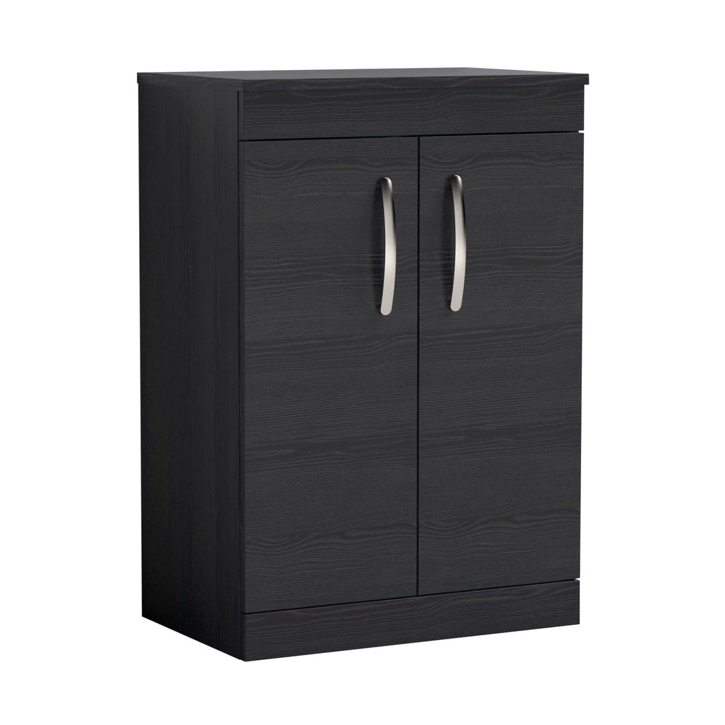 Nuie Athena 600mm Floor Standing Vanity With Worktop Contemporary Charcoal Black MFC Textured Woodgrain 883x605x390mm - ATH026W - JJ Building Materials