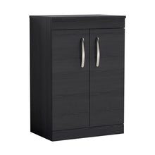Nuie Athena 600mm Floor Standing Vanity With Worktop Contemporary Charcoal Black MFC Textured Woodgrain 883x605x390mm - ATH026W - JJ Building Materials