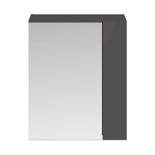 Nuie Athena 600mm Mirror Unit (75/25) Contemporary Gloss Grey MFC Painted Gloss 713x600x162mm - JJ Building Materials