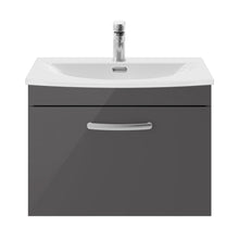 Nuie Athena 600mm Wall Hung Cabinet With Basin 4 Contemporary Gloss Grey MFC 461x610x390mm - ATH077G - JJ Building Materials