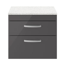 Nuie Athena 600mm Wall Hung Cabinet With Sparkling White Worktop Contemporary Gloss Grey MFC Painted Gloss 452x605x390mm - ATH078LSW - JJ Building Materials