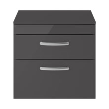 Nuie Athena 600mm Wall Hung Cabinet With Worktop Contemporary Gloss Grey MFC Painted Gloss 557x810x390mm - JJ Building Materials