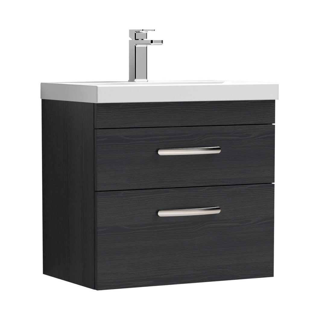 Nuie Athena 600mm Wall Hung Vanity With Basin 1 Contemporary Charcoal Black MFC 578x610x390mm - JJ Building Materials