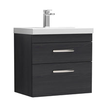 Nuie Athena 600mm Wall Hung Vanity With Basin 1 Contemporary Charcoal Black MFC 578x610x390mm - JJ Building Materials