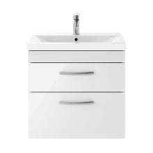 Nuie Athena 600mm Wall Hung Vanity With Basin 1 Contemporary Gloss White MFC 578x610x390mm - JJ Building Materials