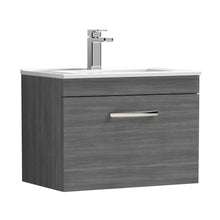 Nuie Athena 600mm Wall Hung Vanity With Basin 2 Contemporary Anthracite Woodgrain MFC 448x605x395mm - JJ Building Materials