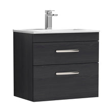 Nuie Athena 600mm Wall Hung Vanity With Basin 2 Contemporary Charcoal Black MFC 556x605x395mm - JJ Building Materials