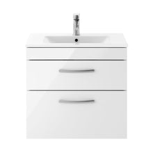 Nuie Athena 600mm Wall Hung Vanity With Basin 2 Contemporary Gloss White MFC 556x605x395mm - JJ Building Materials