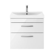 Nuie Athena 600mm Wall Hung Vanity With Basin 3 Contemporary Gloss White MFC 589x610x390mm - JJ Building Materials