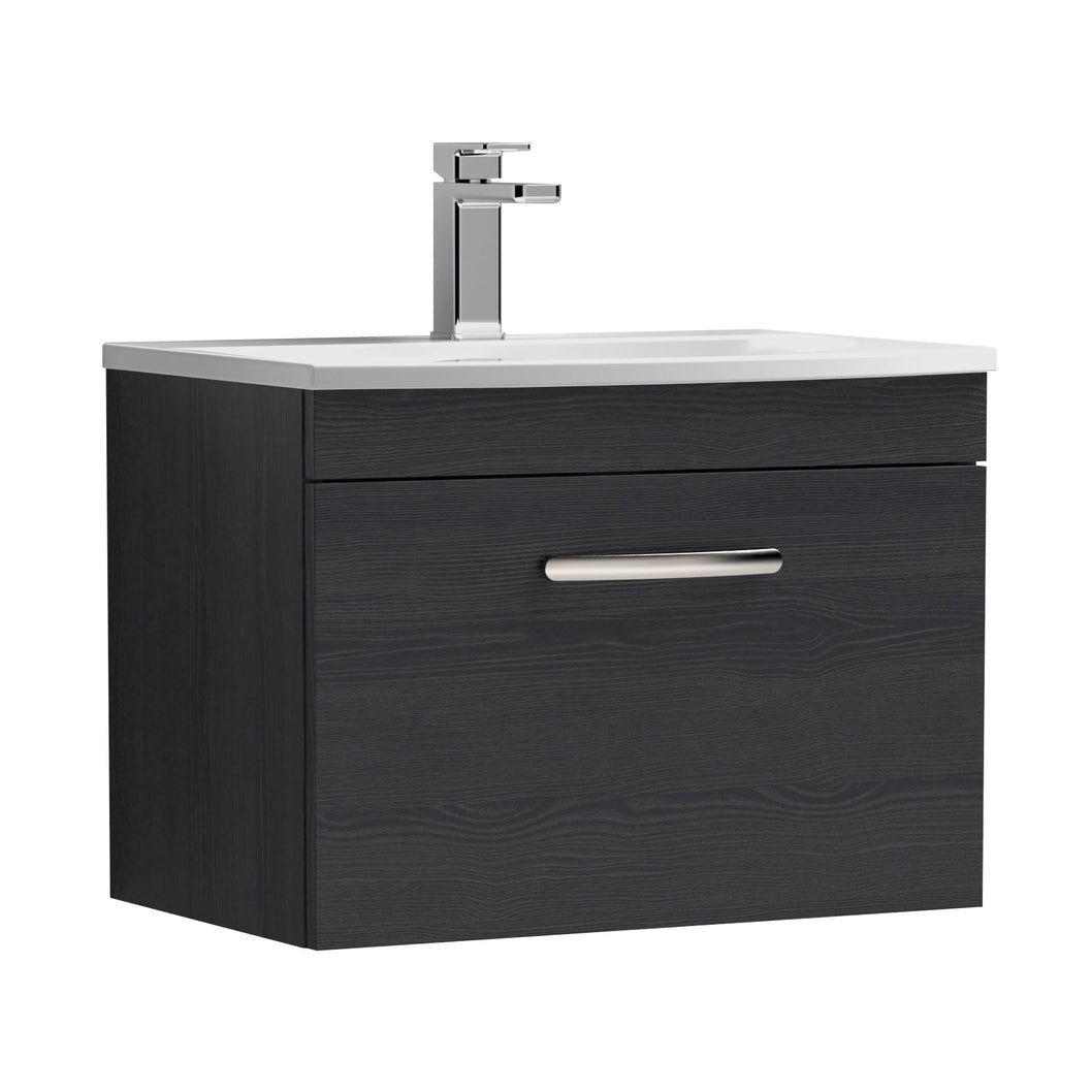 Nuie Athena 600mm Wall Hung Vanity With Basin 4 Contemporary Charcoal Black MFC 461x610x390mm - ATH040G - JJ Building Materials