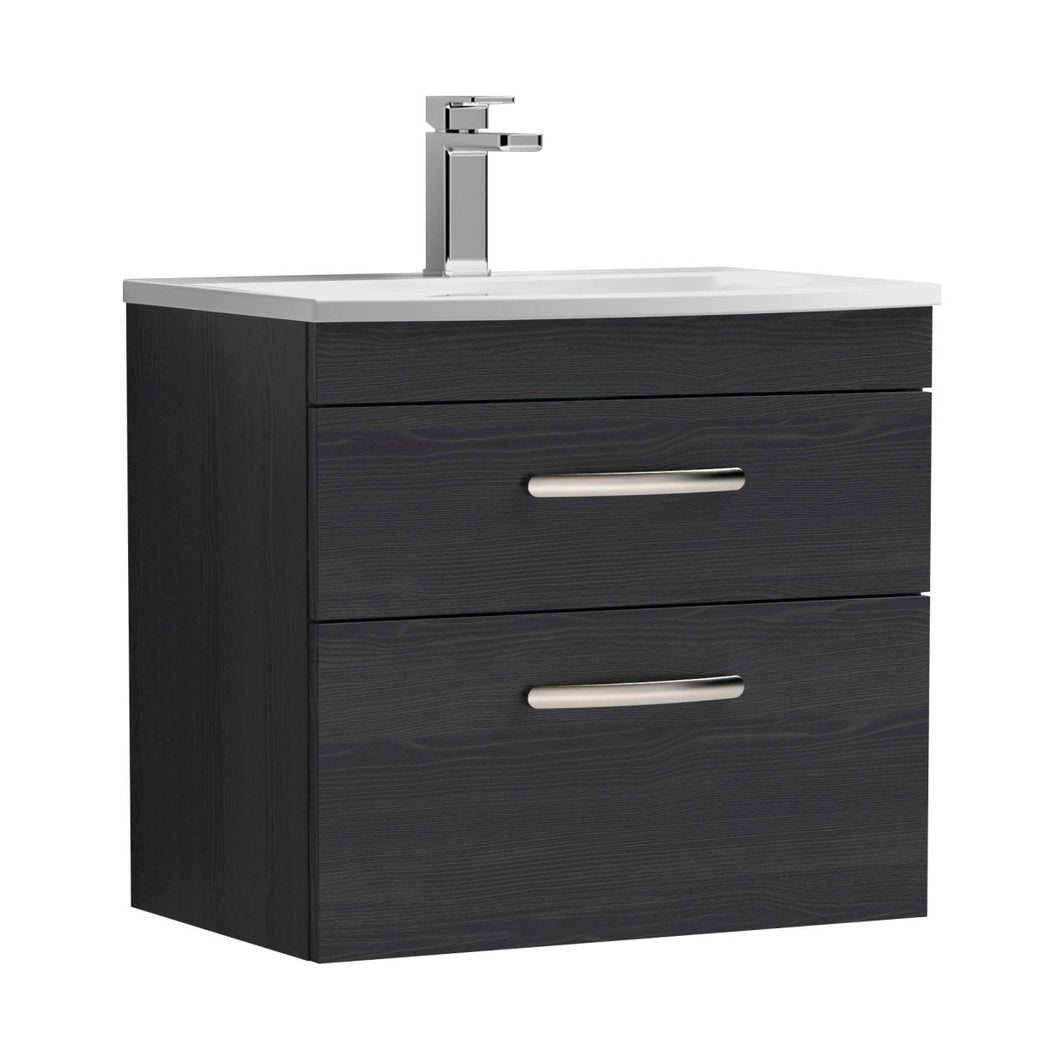 Nuie Athena 600mm Wall Hung Vanity With Basin 4 Contemporary Charcoal Black MFC 461x610x390mm - ATH047G - JJ Building Materials