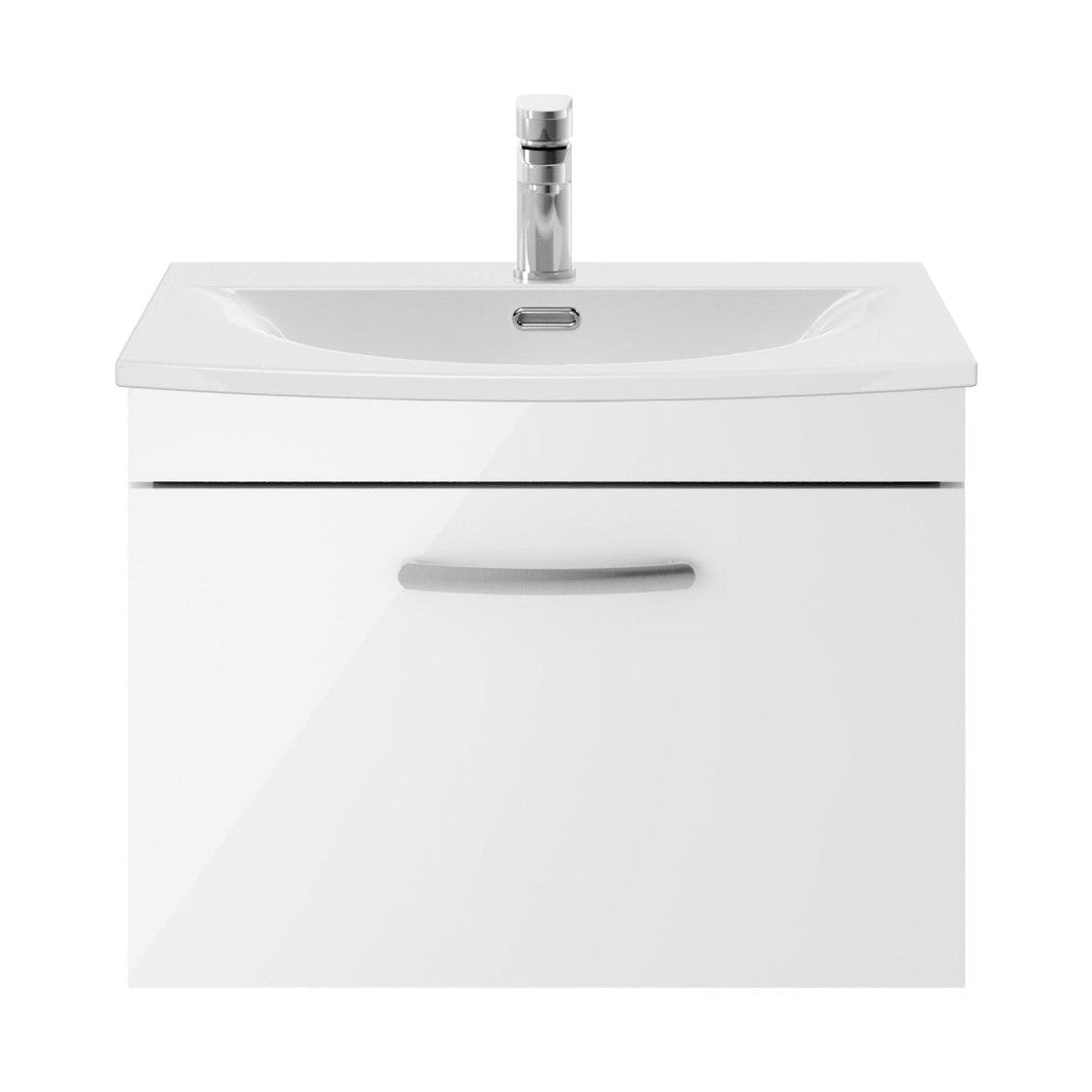 Nuie Athena 600mm Wall Hung Vanity With Basin 4 Contemporary Gloss White MFC 461x610x390mm - ATH041G - JJ Building Materials