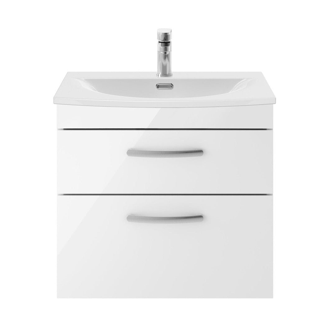 Nuie Athena 600mm Wall Hung Vanity With Basin 4 Contemporary Gloss White MFC 461x610x390mm - ATH048G - JJ Building Materials