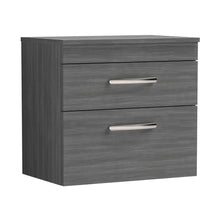 Nuie Athena 600mm Wall Hung Vanity With Worktop Contemporary Anthracite Woodgrain MFC Textured Woodgrain 556x605x390mm - JJ Building Materials