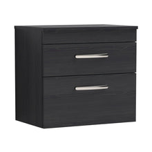 Nuie Athena 600mm Wall Hung Vanity With Worktop Contemporary Charcoal Black MFC Textured Woodgrain 556x605x390mm - JJ Building Materials