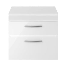 Nuie Athena 600mm Wall Hung Vanity With Worktop Contemporary Gloss White MFC Painted Gloss 556x605x390mm - JJ Building Materials