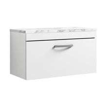 Nuie Athena 800 Wall Hung Single Drawer Unit & Laminate Worktop Contemporary Gloss White MFC Painted Gloss 452x805x390mm - JJ Building Materials