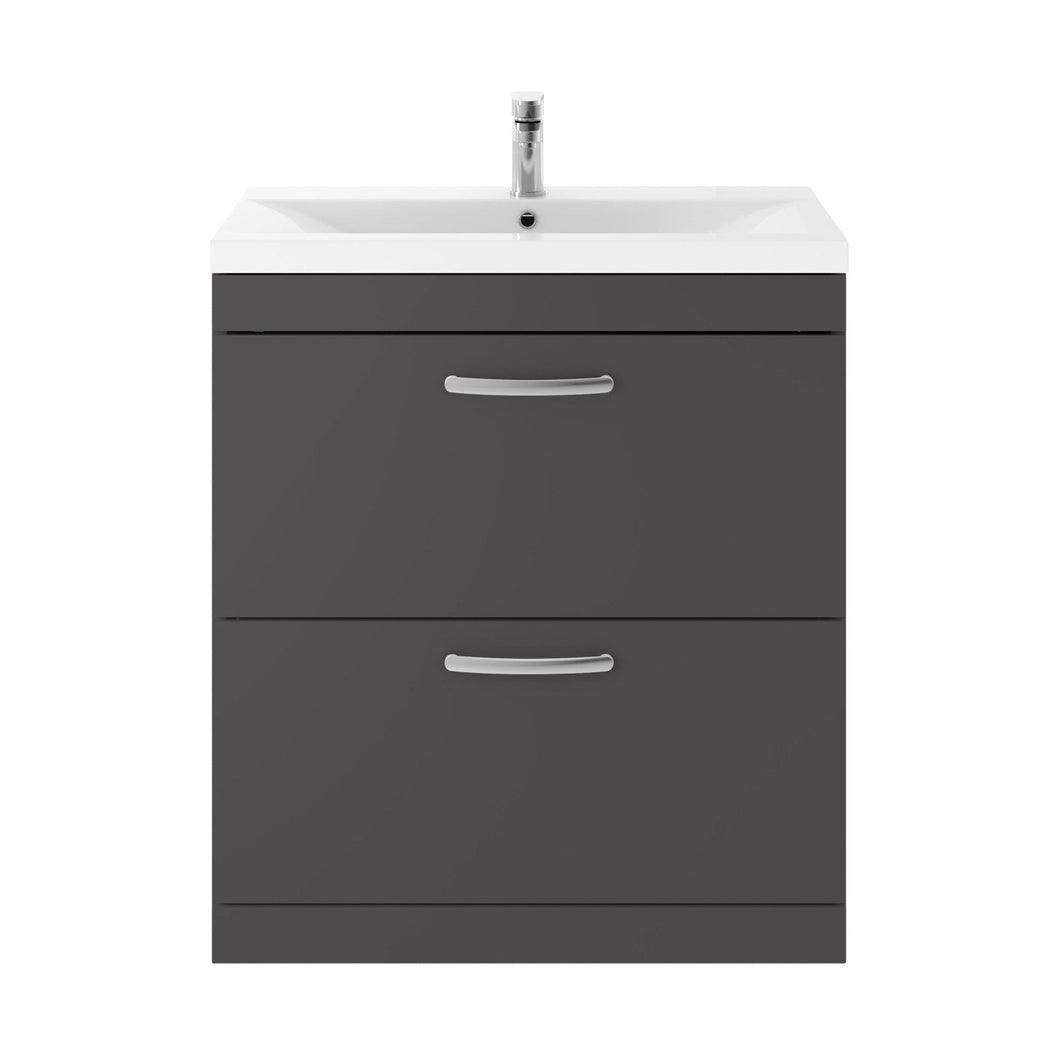 Nuie Athena 800mm Floor Standing Cabinet With Basin 1 Contemporary Gloss Grey MFC 905x810x390mm - JJ Building Materials
