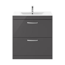 Nuie Athena 800mm Floor Standing Cabinet With Basin 2 Contemporary Gloss Grey MFC 883x805x395mm - JJ Building Materials