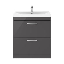 Nuie Athena 800mm Floor Standing Cabinet With Basin 3 Contemporary Gloss Grey MFC 915x810x390mm - JJ Building Materials