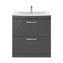 Nuie Athena 800mm Floor Standing Cabinet With Basin 4 Contemporary Gloss Grey MFC 895x810x390mm - JJ Building Materials