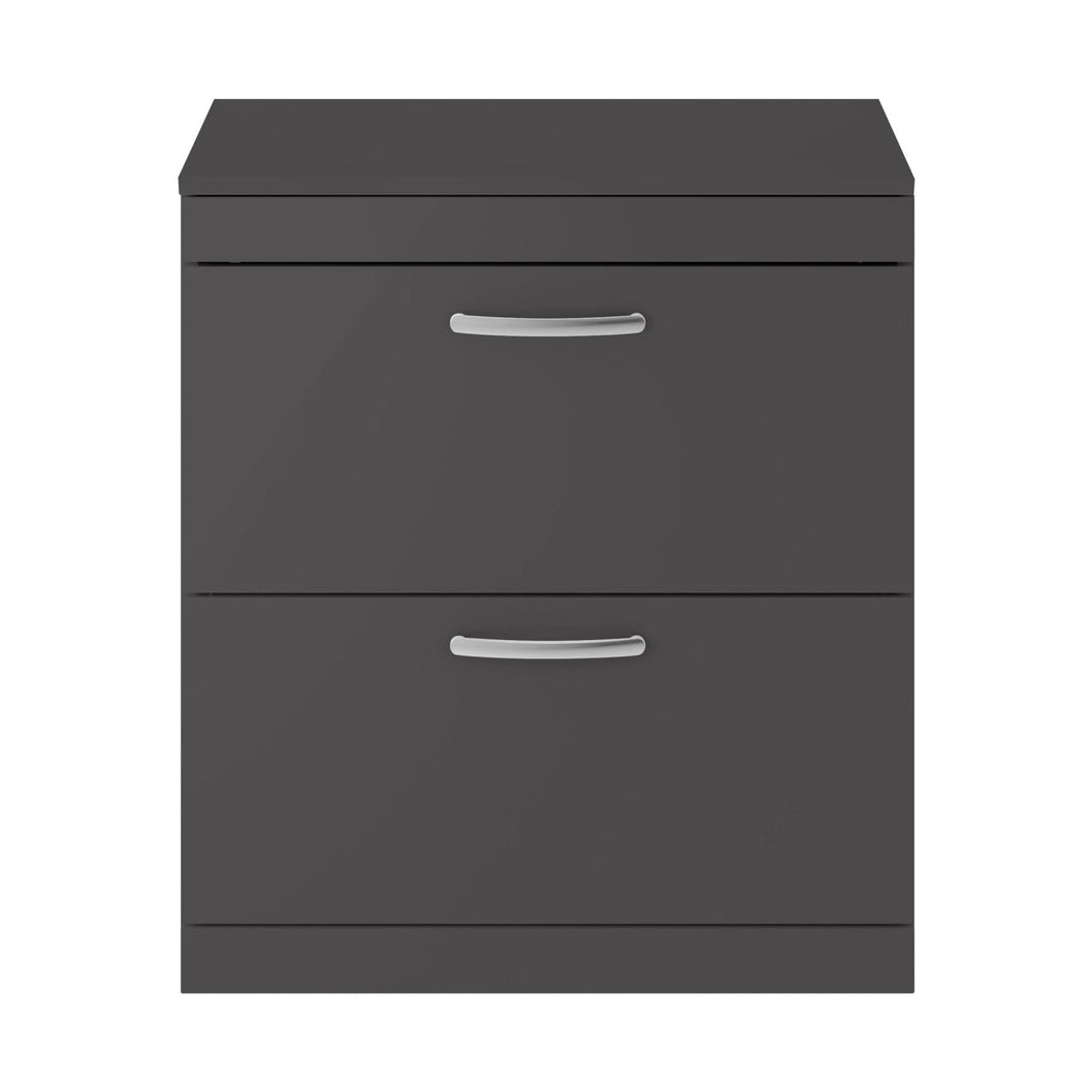 Nuie Athena 800mm Floor Standing Cabinet With Worktop Contemporary Gloss Grey MFC Painted Gloss 883x805x390mm - JJ Building Materials