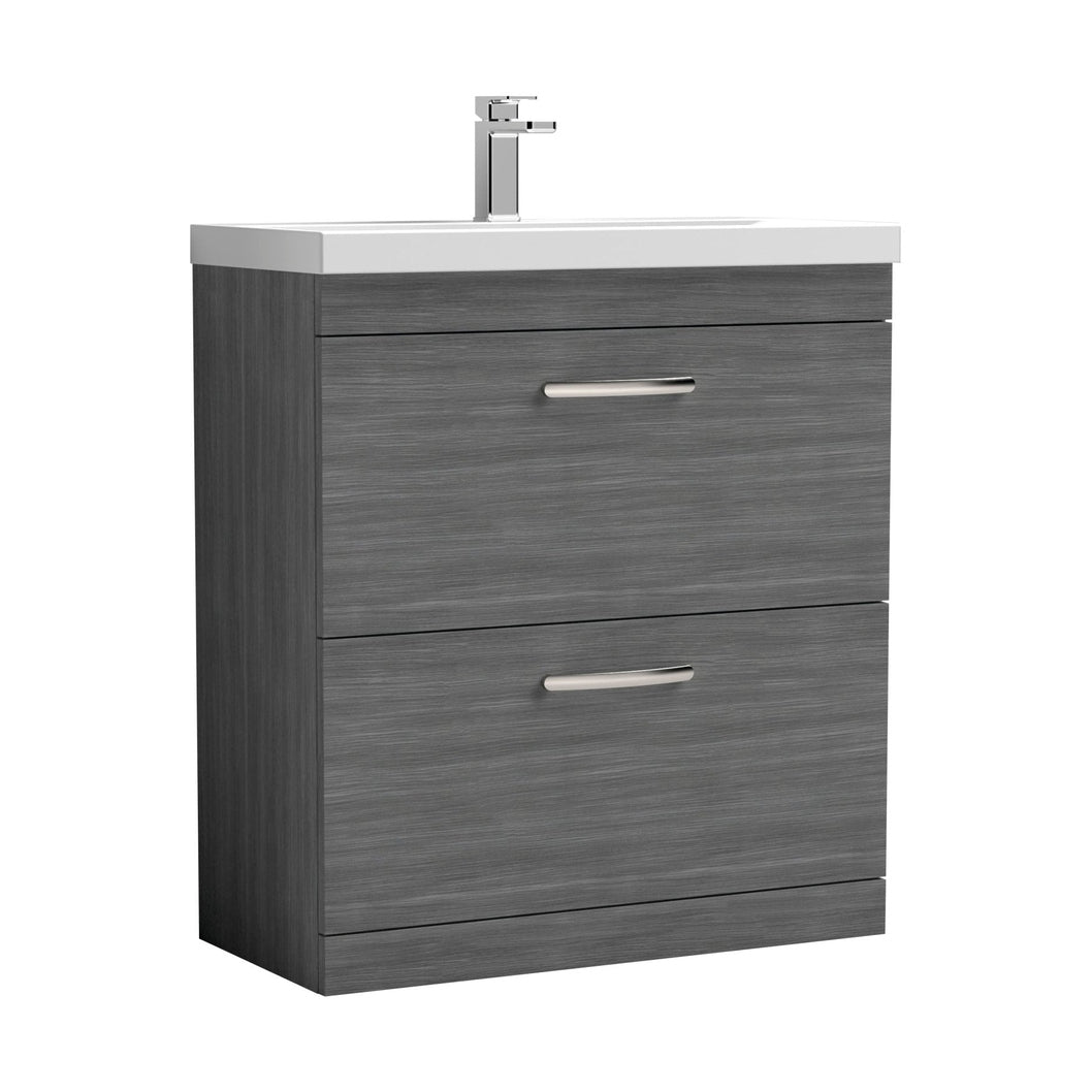 Nuie Athena 800mm Floor Standing Vanity With Basin 1 Contemporary Anthracite Woodgrain MFC 905x810x390mm - JJ Building Materials