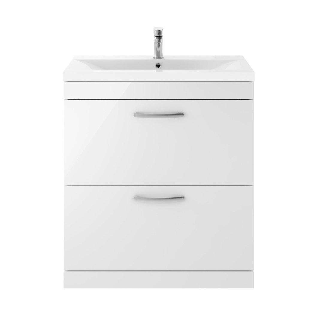 Nuie Athena 800mm Floor Standing Vanity With Basin 1 Contemporary Gloss White MFC 905x810x390mm - JJ Building Materials