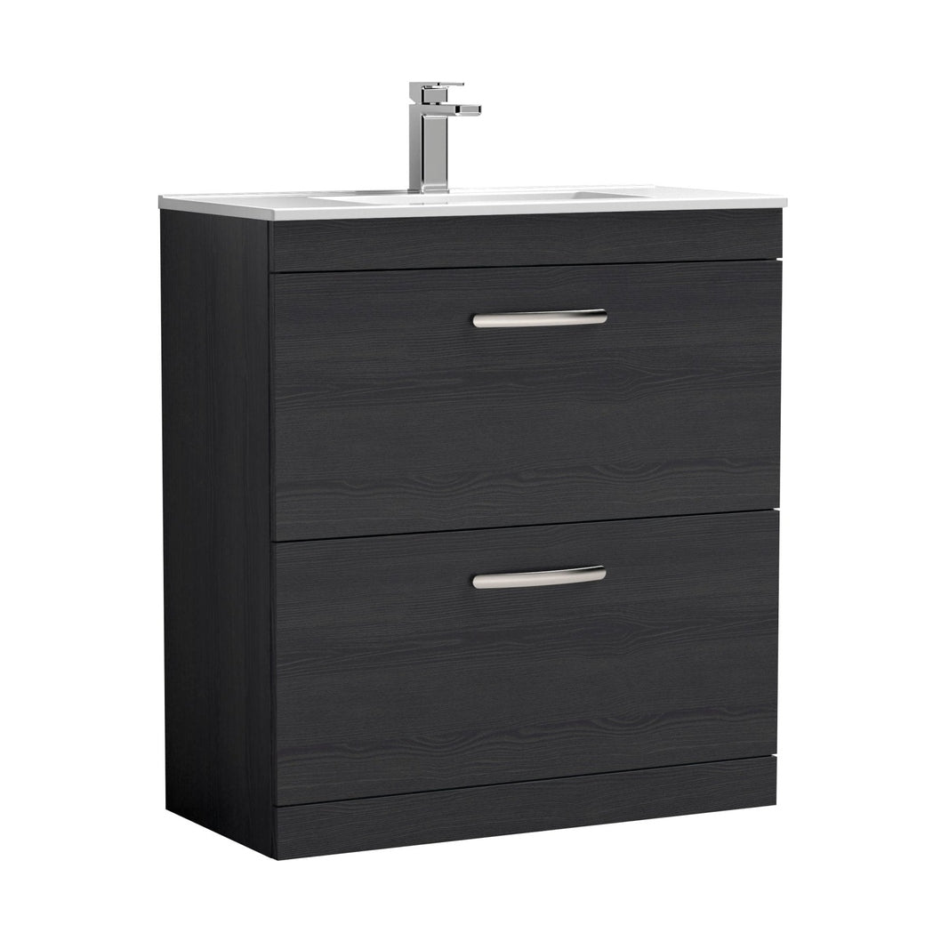 Nuie Athena 800mm Floor Standing Vanity With Basin 2 Contemporary Charcoal Black MFC 883x805x395mm - JJ Building Materials