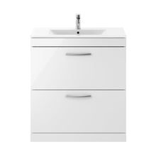 Nuie Athena 800mm Floor Standing Vanity With Basin 2 Contemporary Gloss White MFC 883x805x395mm - JJ Building Materials