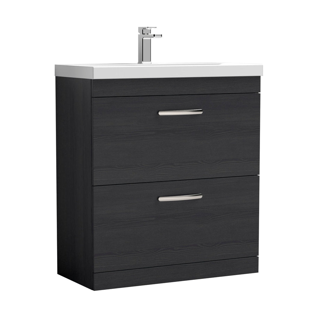 Nuie Athena 800mm Floor Standing Vanity With Basin 3 Contemporary Charcoal Black MFC 915x810x390mm - JJ Building Materials