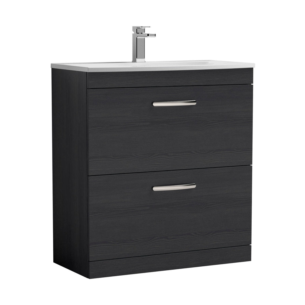 Nuie Athena 800mm Floor Standing Vanity With Basin 4 Contemporary Charcoal Black MFC 895x810x390mm - JJ Building Materials