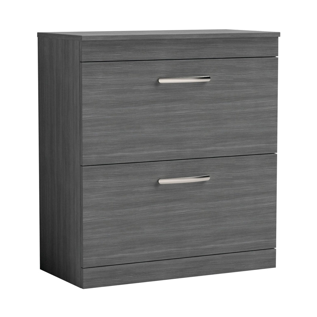Nuie Athena 800mm Floor Standing Vanity With Worktop Contemporary Anthracite Woodgrain MFC Textured Woodgrain 883x805x390mm - JJ Building Materials