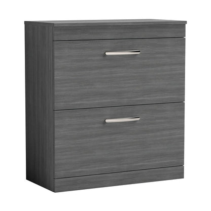 Nuie Athena 800mm Floor Standing Vanity With Worktop Contemporary Anthracite Woodgrain MFC Textured Woodgrain 883x805x390mm - JJ Building Materials