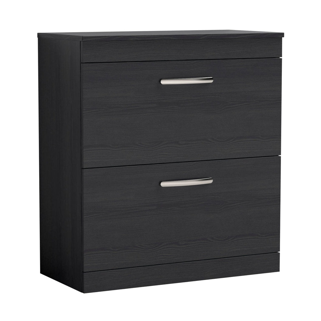 Nuie Athena 800mm Floor Standing Vanity With Worktop Contemporary Charcoal Black MFC Textured Woodgrain 883x805x390mm - JJ Building Materials
