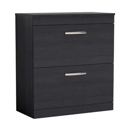 Nuie Athena 800mm Floor Standing Vanity With Worktop Contemporary Charcoal Black MFC Textured Woodgrain 883x805x390mm - JJ Building Materials
