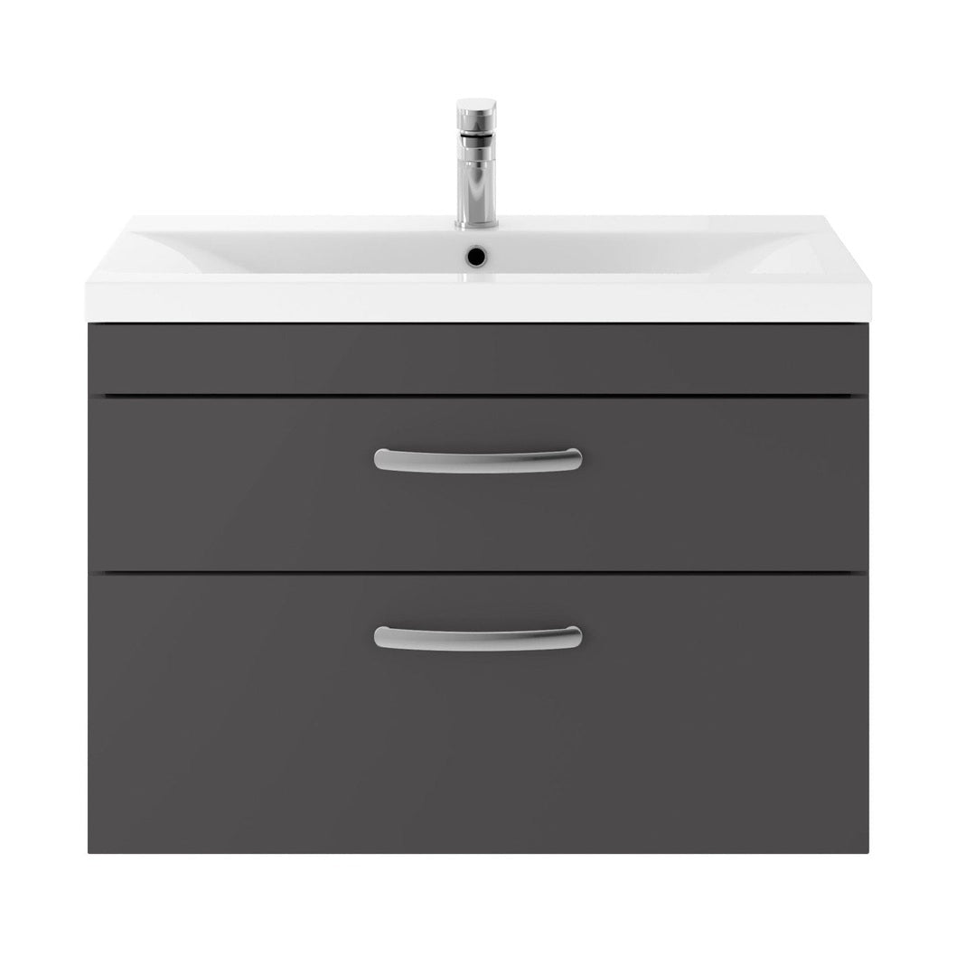 Nuie Athena 800mm Wall Hung Cabinet With Basin 1 Contemporary Gloss Grey MFC 579x810x390mm - JJ Building Materials