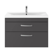 Nuie Athena 800mm Wall Hung Cabinet With Basin 1 Contemporary Gloss Grey MFC 579x810x390mm - JJ Building Materials