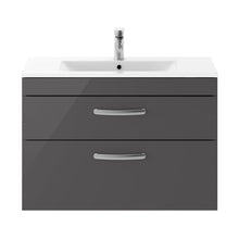 Nuie Athena 800mm Wall Hung Cabinet With Basin 2 Contemporary Gloss Grey MFC 557x805x395mm - JJ Building Materials