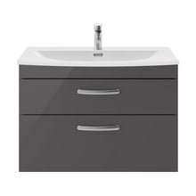 Nuie Athena 800mm Wall Hung Cabinet With Basin 4 Contemporary Gloss Grey MFC 461x810x390mm - ATH081G - JJ Building Materials