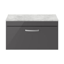 Nuie Athena 800mm Wall Hung Cabinet With Grey Worktop Contemporary Gloss Grey MFC Painted Gloss 452x805x390mm - JJ Building Materials