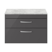 Nuie Athena 800mm Wall Hung Cabinet With Grey Worktop Contemporary Gloss Grey MFC Painted Gloss 560x805x390mm - JJ Building Materials