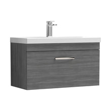 Nuie Athena 800mm Wall Hung Vanity With Basin 1 Contemporary Anthracite Woodgrain MFC 470x810x390mm - JJ Building Materials