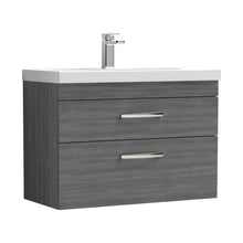 Nuie Athena 800mm Wall Hung Vanity With Basin 1 Contemporary Anthracite Woodgrain MFC 578x810x390mm - JJ Building Materials