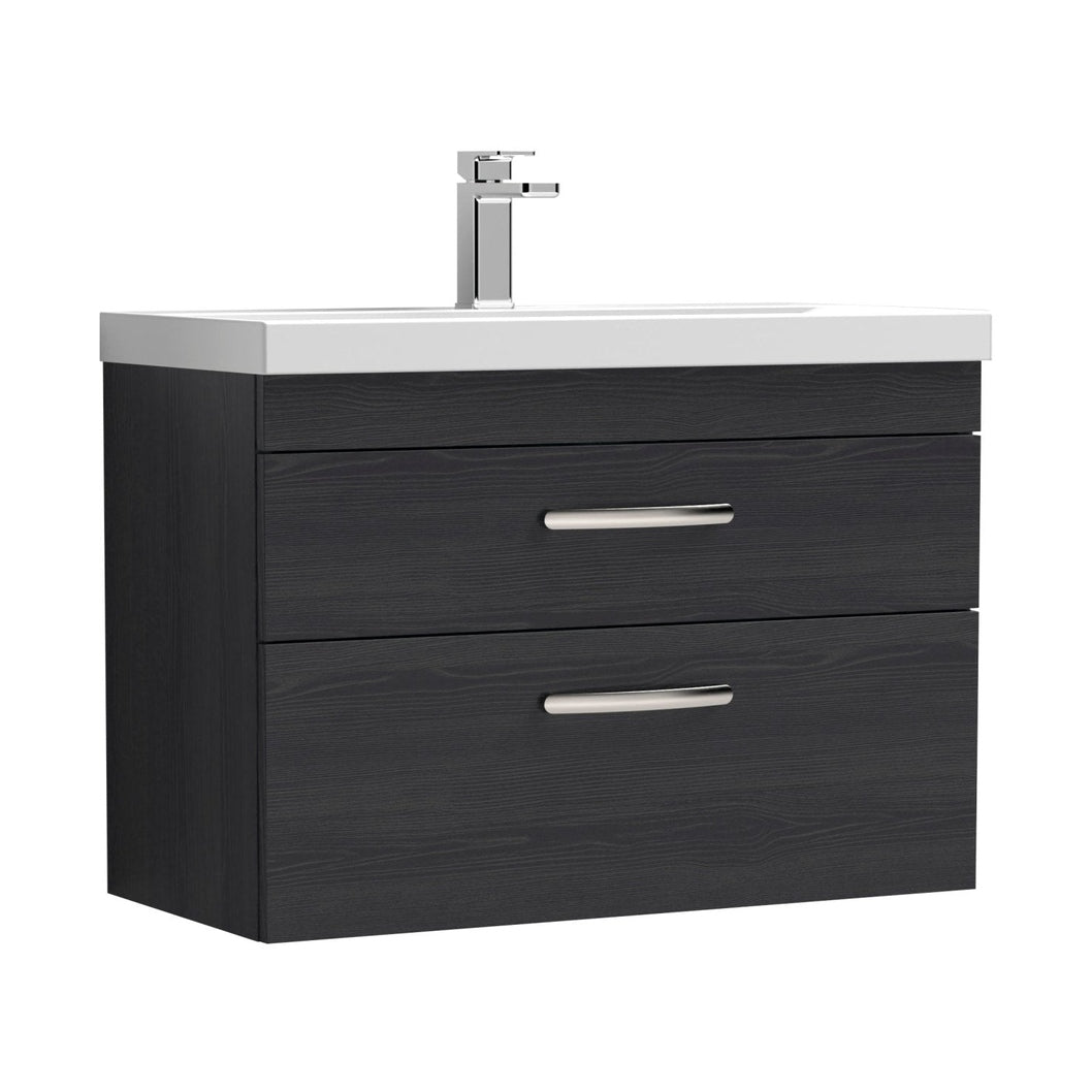 Nuie Athena 800mm Wall Hung Vanity With Basin 1 Contemporary Charcoal Black MFC 578x810x390mm - JJ Building Materials