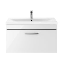 Nuie Athena 800mm Wall Hung Vanity With Basin 1 Contemporary Gloss White MFC 470x810x390mm - JJ Building Materials
