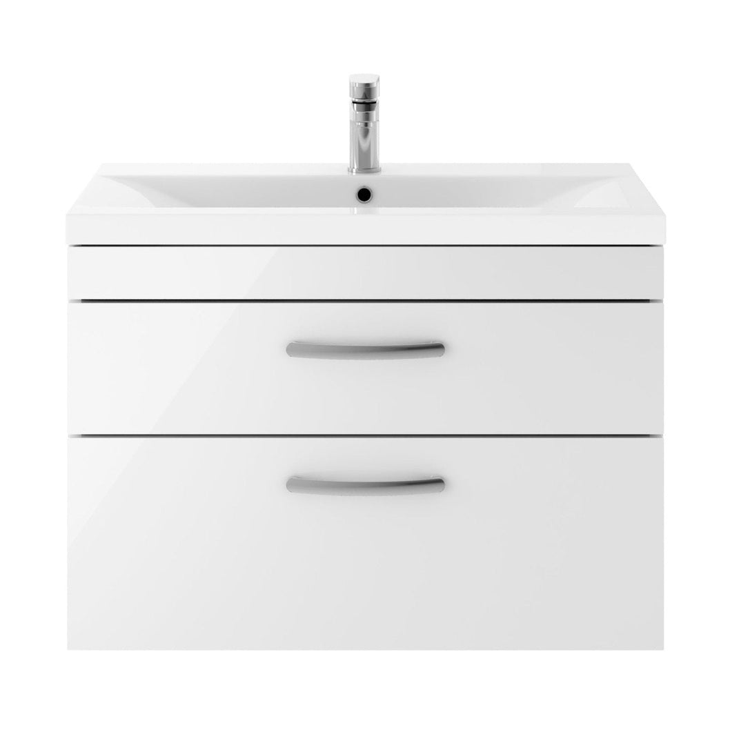Nuie Athena 800mm Wall Hung Vanity With Basin 1 Contemporary Gloss White MFC 578x810x390mm - JJ Building Materials