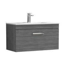 Nuie Athena 800mm Wall Hung Vanity With Basin 2 Contemporary Anthracite Woodgrain MFC 448x805x395mm - JJ Building Materials