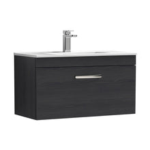 Nuie Athena 800mm Wall Hung Vanity With Basin 2 Contemporary Charcoal Black MFC 448x805x395mm - JJ Building Materials